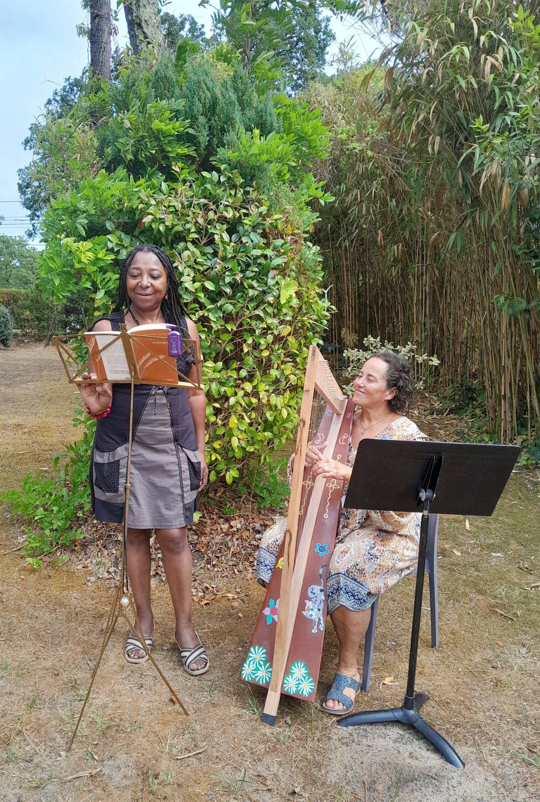 [Lecture musicale à la harpe]